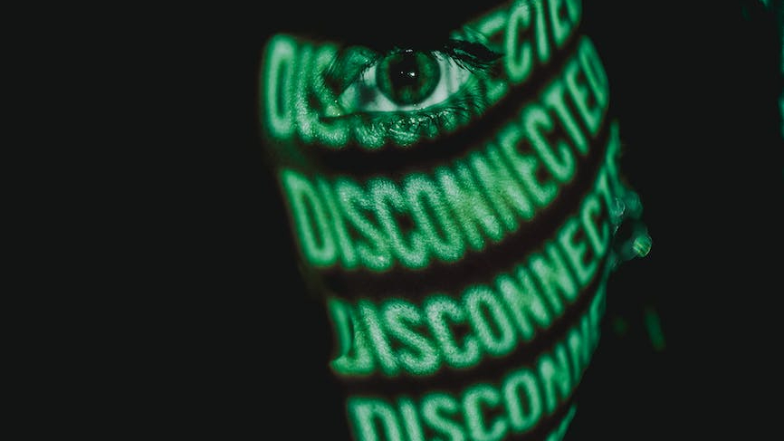 words disconnected superimposed n persons face